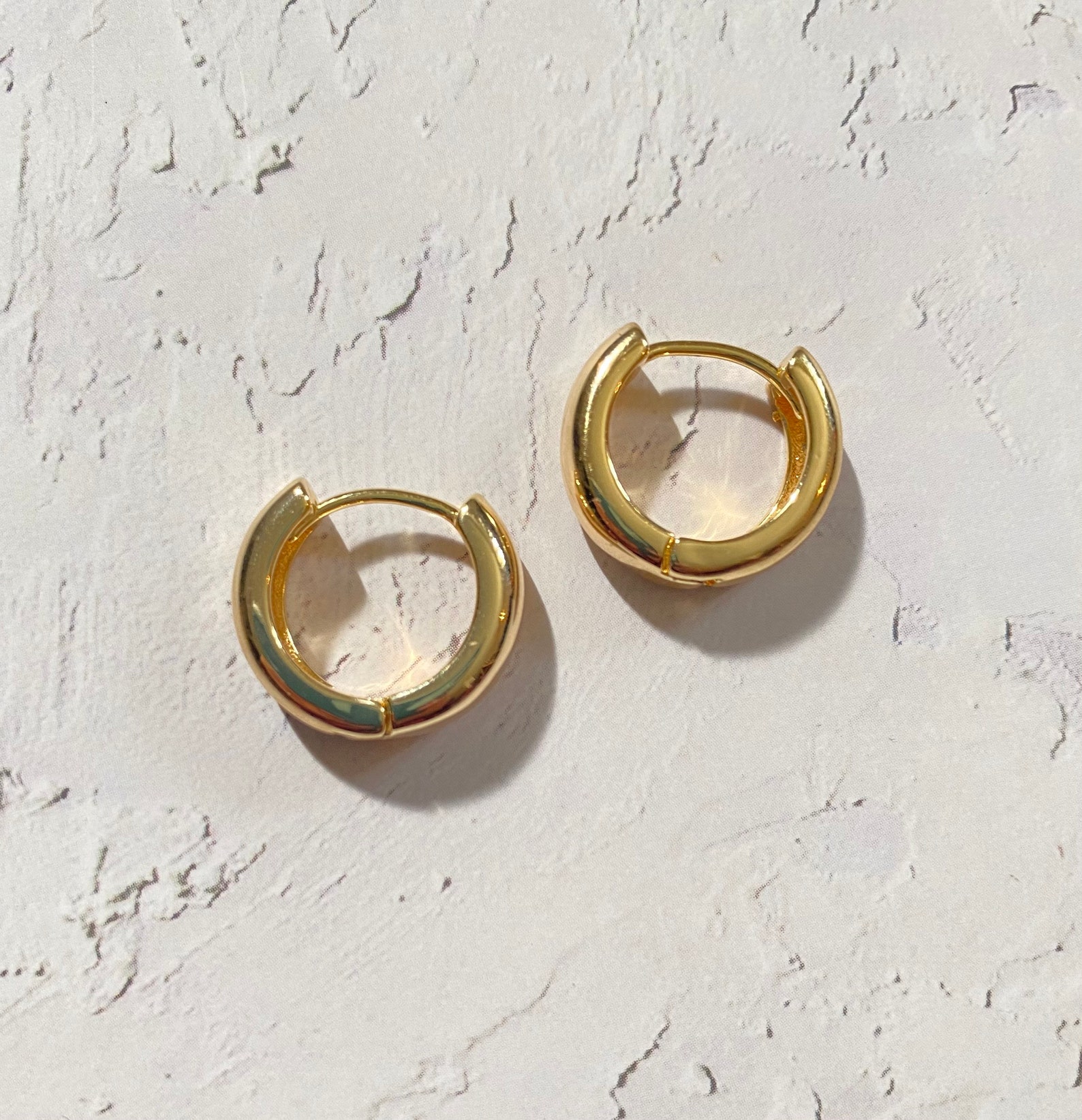 14k High Quality Gold Plated Dome Hoop Earrings, Gold Dome Hoops, Hoop