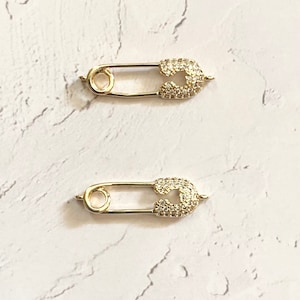 14k high quality gold plated pin charm pendant, safety pin connector, pin charm, gold pin pendant, gold safety pin pendant