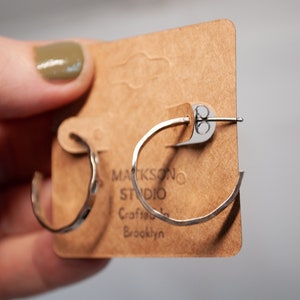 Sterling Silver Hoops | Hand Stamped Hoops | Silver Hand Stamped Hoops | Hoop Earrings | Mid Size Hoop Earrings | Patterned Hoops | Handmade