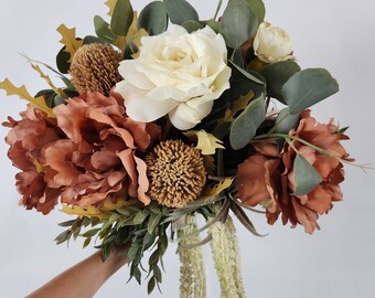 Dusty Rose Neutrals Bouquet - Cream Wedding Bouquet - Bridal Bouquet - Boho Bridesmaid - Event Bouquet - Peony Bouquet