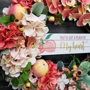 Summer Wreath Peach and Cream Hydrangea Wreath Peaches Wreath Fruit Wreath Orchid Wreath Wreath for Front Door image 4