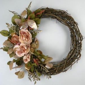 Dusty Pink Wreath - Mauve Front Door Wreath - Cottagecore Wreath - Rose Wreath - Year Round Wreath