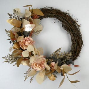 Mauve Wreath - Dusty Pink Wreath - Front Door Wreath - Shimmery Wreath - Rose Wreath - Cottagecore Wreath