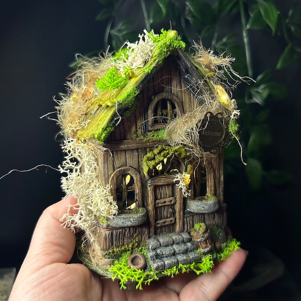 Abandoned House Miniature, Handmade Fimo Polymer Clay Creation, OOAK Decoration, Magic House - Unique Gift