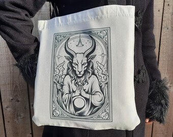 Gothic Baphomet Tote Bag - Occult Shoulder Bag - Goth - Horror - Goth Accessories - Emo - Canvas Tote - Goth Tote - Alternative Fashion
