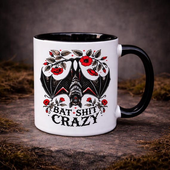 Bat Shit Crazy Mug - Funny Goth Mug - Witchy Mug - Witchy Gift - Bat Lover - Office Gift - Goth Gift idea - Best Friend Mug - Halloween Mug