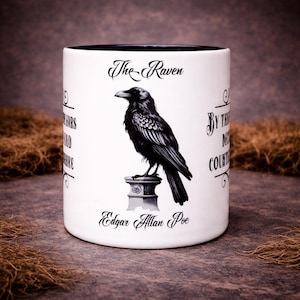 Edgar Allan Poe "The Raven" Quote Mug Gift - Gothic Literary Coffee Cup for Book Lovers - Macabre poetry mug - Gothic literature gift