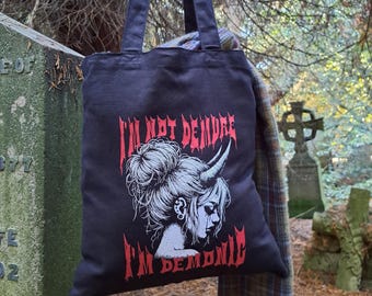 Goth Tote Bag • Demon Girl Art Bag • Alternative Aesthetic Tote • Occult Witchy Gift • Punk Rock Grunge Shoulder Bag • Horror Gift for Her
