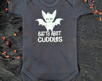 Goth Baby Bodysuit – Batty About Cuddles Halloween Baby Outfit, Cute Creepy Infant Clothes, Alternative Baby Gift, Goth Baby Clothes