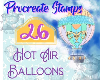 Procreate Brushes, Procreate Air Balloon Stamps, Vintage hot air balloons,  Vintage Procreate hot air balloons Brushes