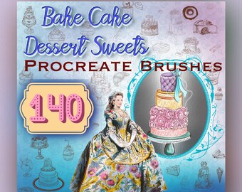 Procreate Cupcake brushes , Dessert brushes , Cake Brushes , Dessert. Stamps, Birthday Cake stamps, Sweet Procreate Stamps