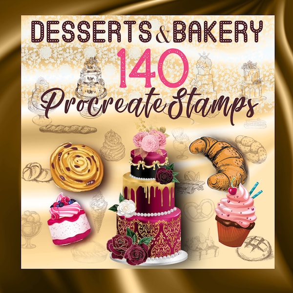 Procreate Dessert brushes , Cupcake brushes , Procreate Bakery Stamps, Dessert, Procreate Cupcake, Birthday Cake stamps, Sweet Procreate