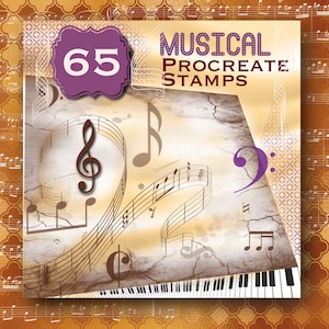 Procreate Music Stamps, Vintage music sheet, Procreate music note, Vintage Musical notes, Procreate Stamps, Procreate Brushes,bullet journal