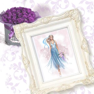 DIGITAL Download Print Printable Fashion Illustration SPRING Wedding Dress Print