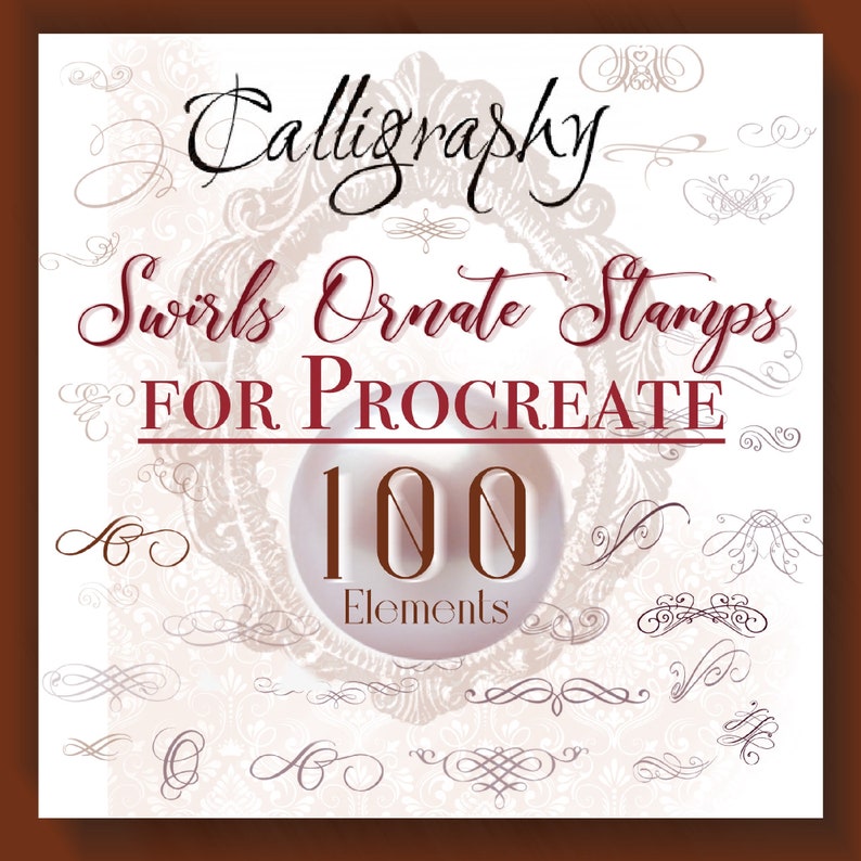 Procreate 100 Swirl Brushes, Floratura Stamps, Ornate Stamps, Lettering