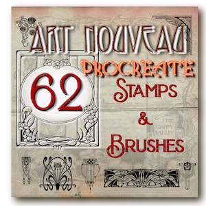 Procreate Brushes, 62 Procreate Stamps, Art Nouveau,  Procreate Stamps, Art Nouveau Brushes