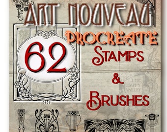 Procreate Brushes, 62 Procreate Stamps, Art Nouveau,  Procreate Stamps, Art Nouveau Brushes