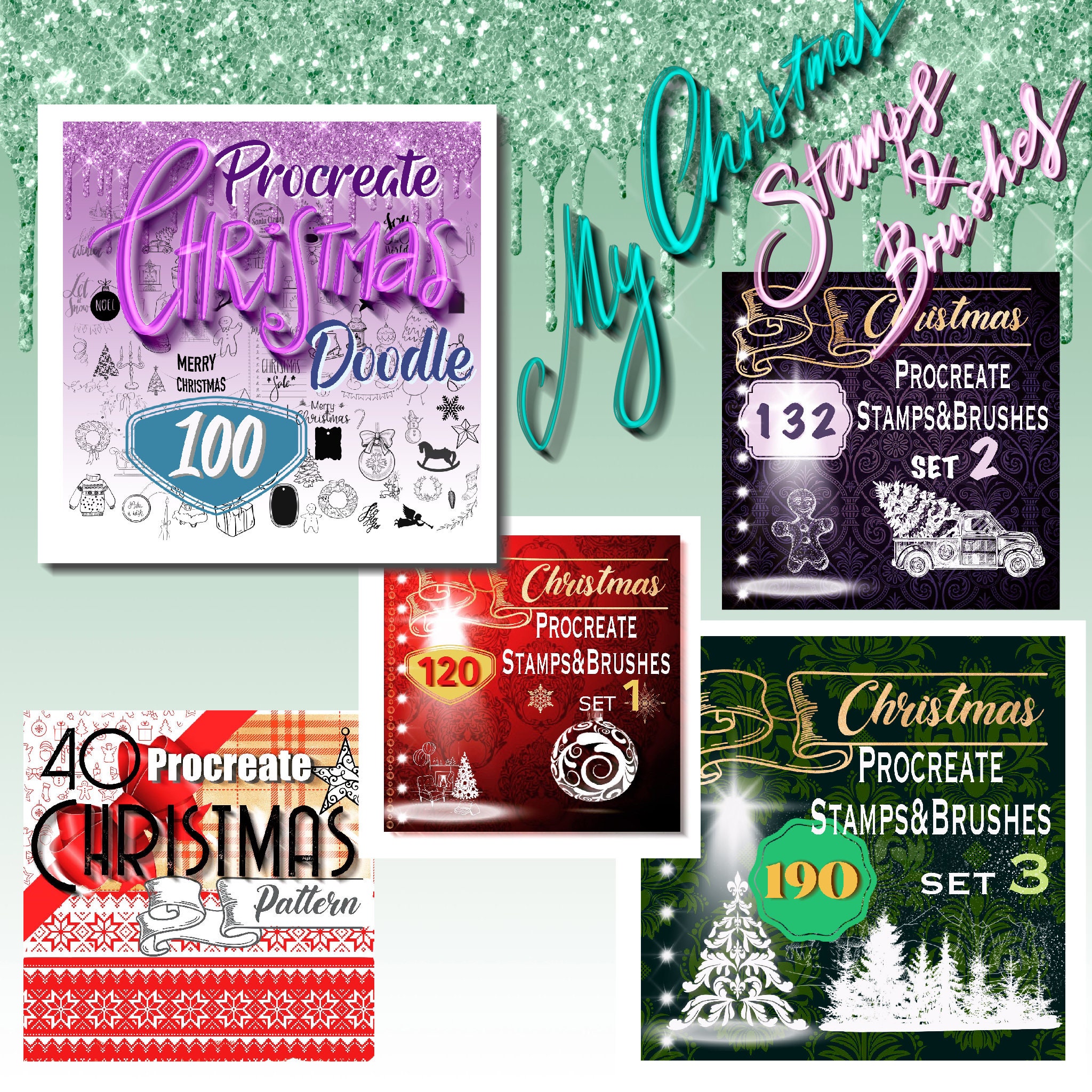Christmas Procreate Brushes - Stamps Procreate Tree, Snow Brushes ...
