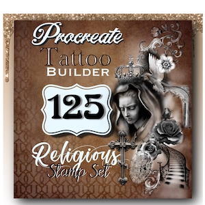 125 Procreate Tattoo Brushes, Religious Tattoo Stamps,  Procreate Tattoo Style, Tattoo kit  procreate, Christian Tattoo, Christian Brushes