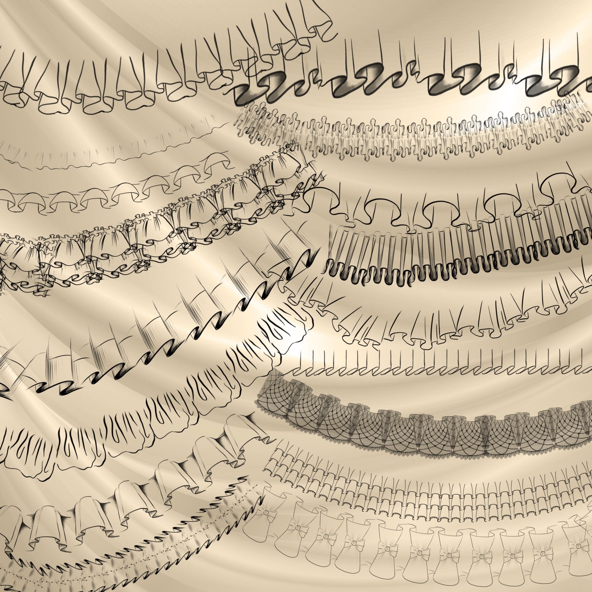 Ruffles Procreate Brushes, Procreate Stamps, Procreate Folds, Procreate ...
