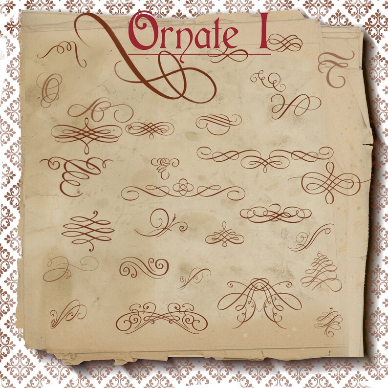 Procreate 100 Swirl Brushes, Floratura Stamps, Ornate Stamps, Lettering