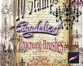 Chandeliers, Procreate Stamps, Procreate brushes, Vintage Chandeliers, Procreate Set, Procreate Brushes, Girandole, Vintage Printable,