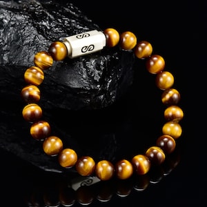 Tiger Eye Bracelet | Mens Bead Bracelet | 8mm Bead Bracelet | Mens Jewelry | Tiger Eye Beads | Mens Gift | Gift For Man | Mens Jewelry