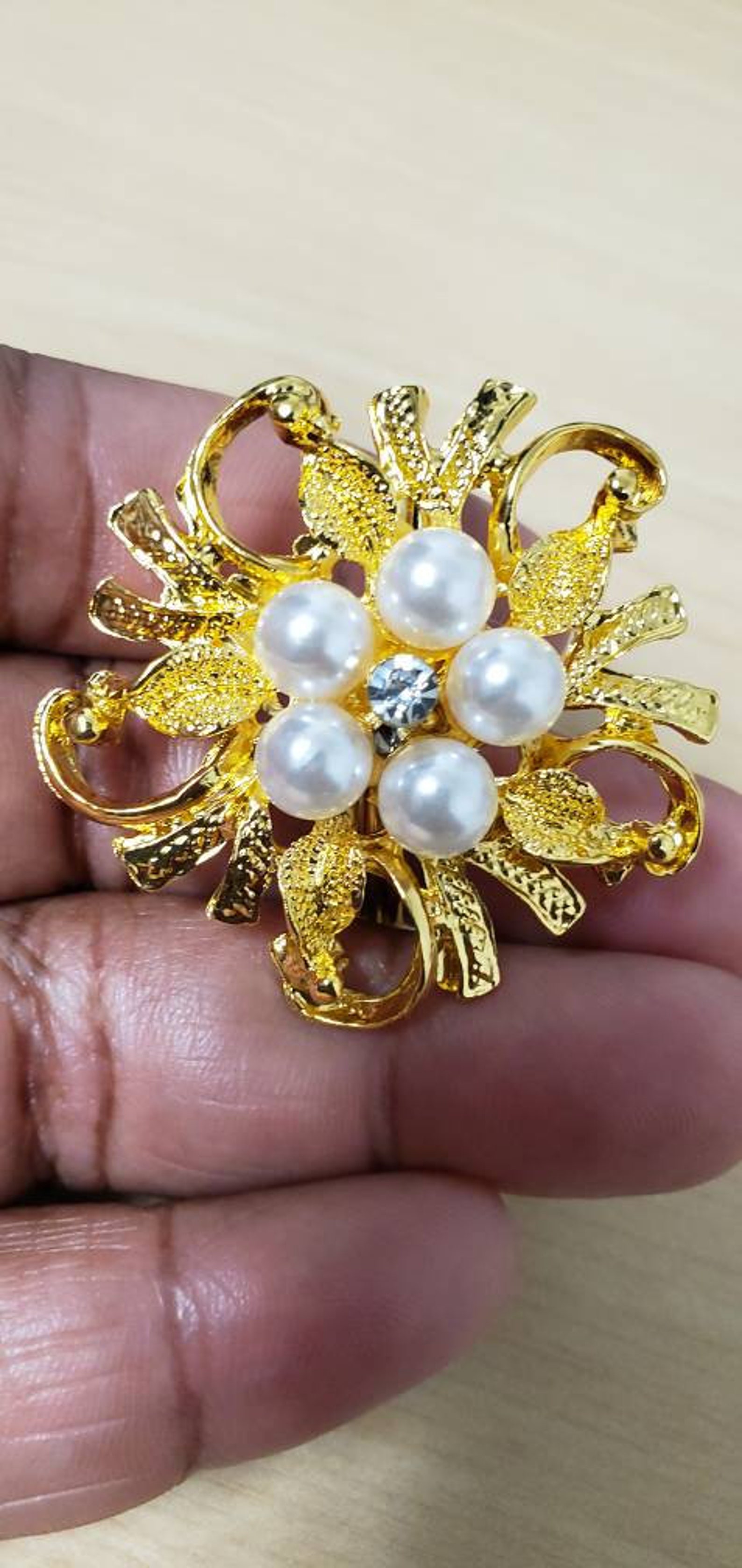 Gold Napkins Ring With Pearl's Etsy UK