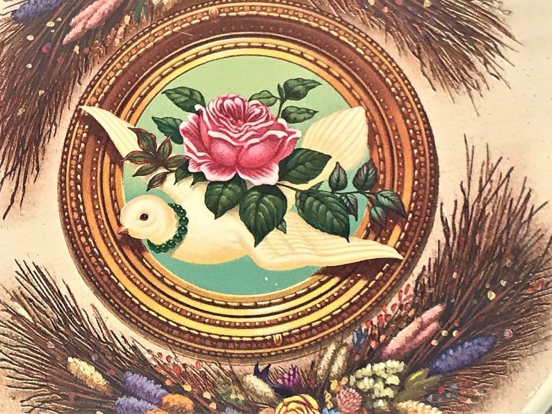 Tin box Valley Brook Farm with beautiful dove and flowers
