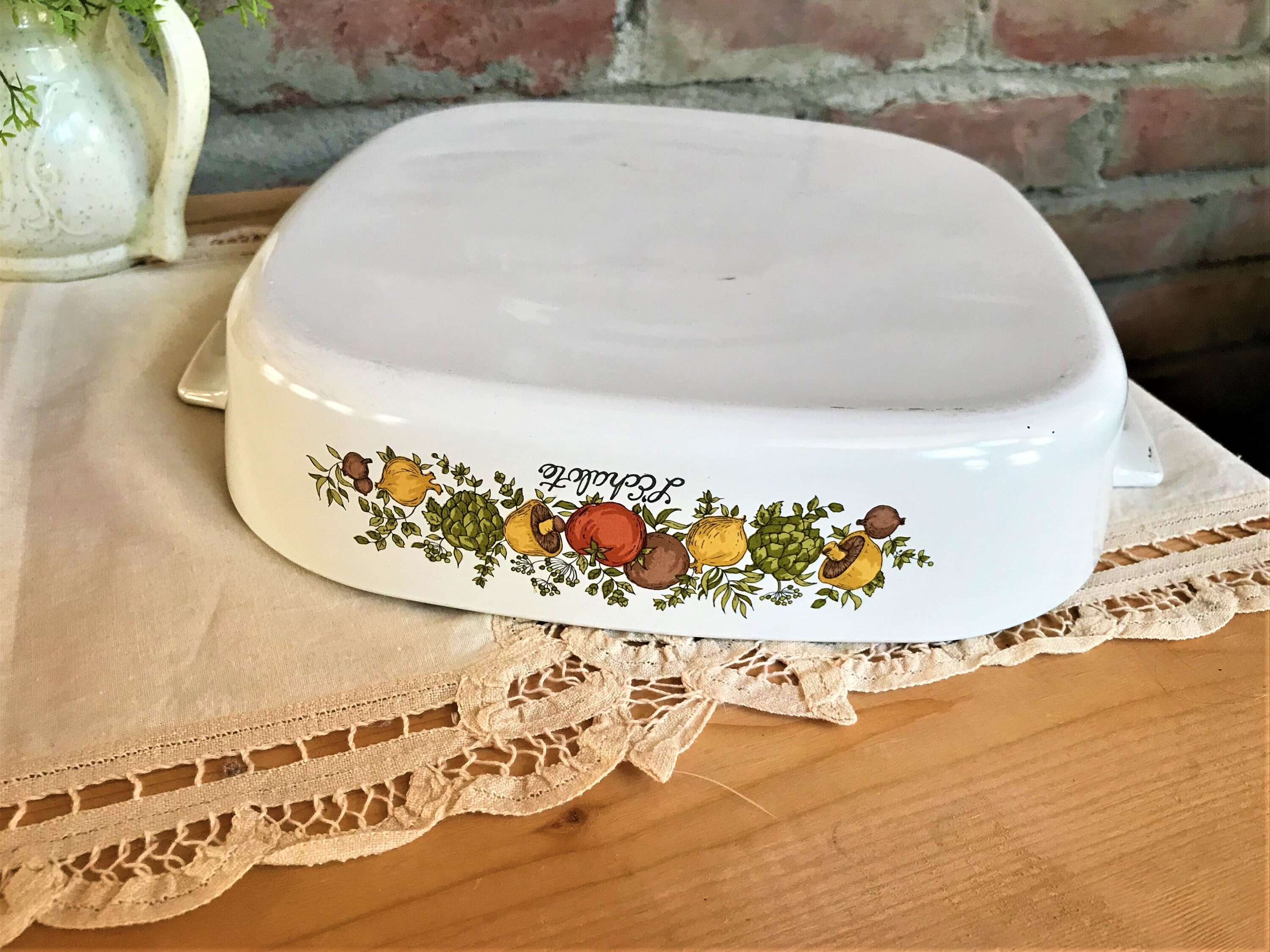 Corning Ware dishes with vegetable pattern L'ÉCHALOTE. 2.5 Etsy