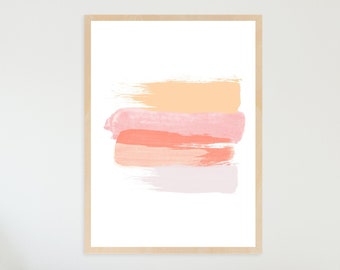 Aquarell Kunstdruck in Orange & Pink | Abstrakte Kunst druckbar, um jeden Raum zu erhellen! Sofort Download