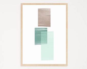 Geometric Art Print in Shades of Green and Bronze | Minimalist, Printable Art to Add a Modern Vibe to Your Home! Instant Download