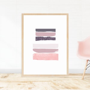 Abstract Art Print in Pink, Mauve and Purple Glitter | Printable Wall Decor to Create a Beautiful Space! Instant Download