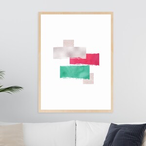 Colorful Art Print in Pink, Teal, and Silver | Geometric, Printable Wall Art to Brighten Your Home! Instant Download