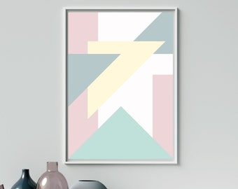 Geometrische & Pastell farbige Kunstdruck, druckbare Wandkunst, Instant Download, aztekische KunstMuster, einzigartige Digitaldruck, bunte Wand-Dekor