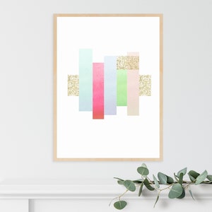 Colorful Geometric Art Print, Rectangle Modern Design with Gold Accents, Vibrant and Colorful Wall Art, Instant Download, Digital Download