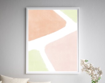 Bright Colored Abstract Art Print, Orange Pink & Lime Green, Modern Art Print, Printable Wall Decor, Instant Download