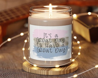 It's a Great Day Scented Soy Candle | 9oz Glass Jar | Comes in 3 Scents: White Sage + Lavender, Clean Cotton, & Sea Salt + Orchid