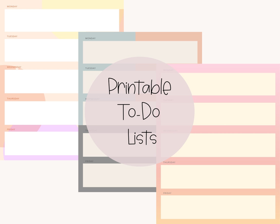 Printable To-Do Lists Weekly Organization Monday Friday | Etsy