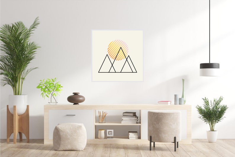 Minimalist Mountain Art Print Scenic Home Decor with Gradient Pattern, Modern Design, Printable Wall Art, Instant Download image 4