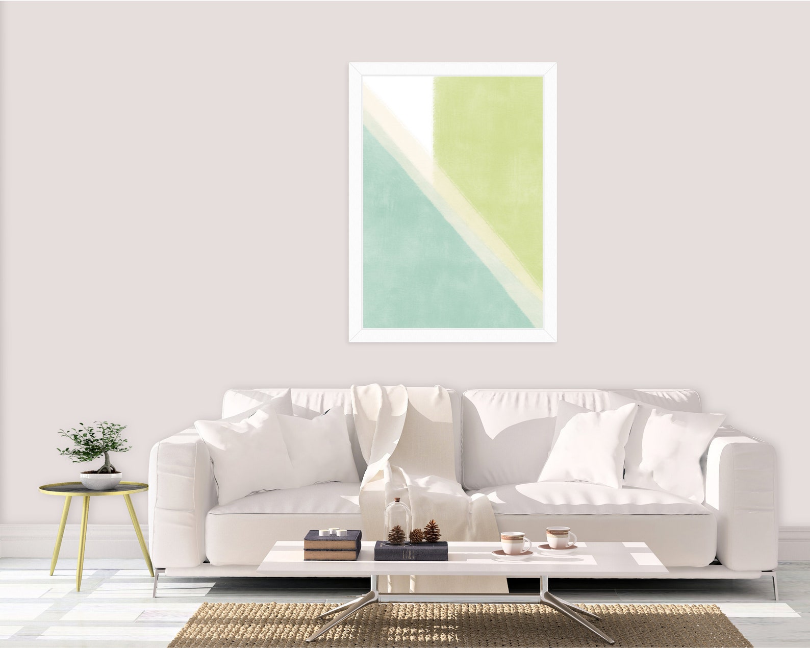 Shades of Green Geometric Art Print, Bright and Unique Wall Art ...
