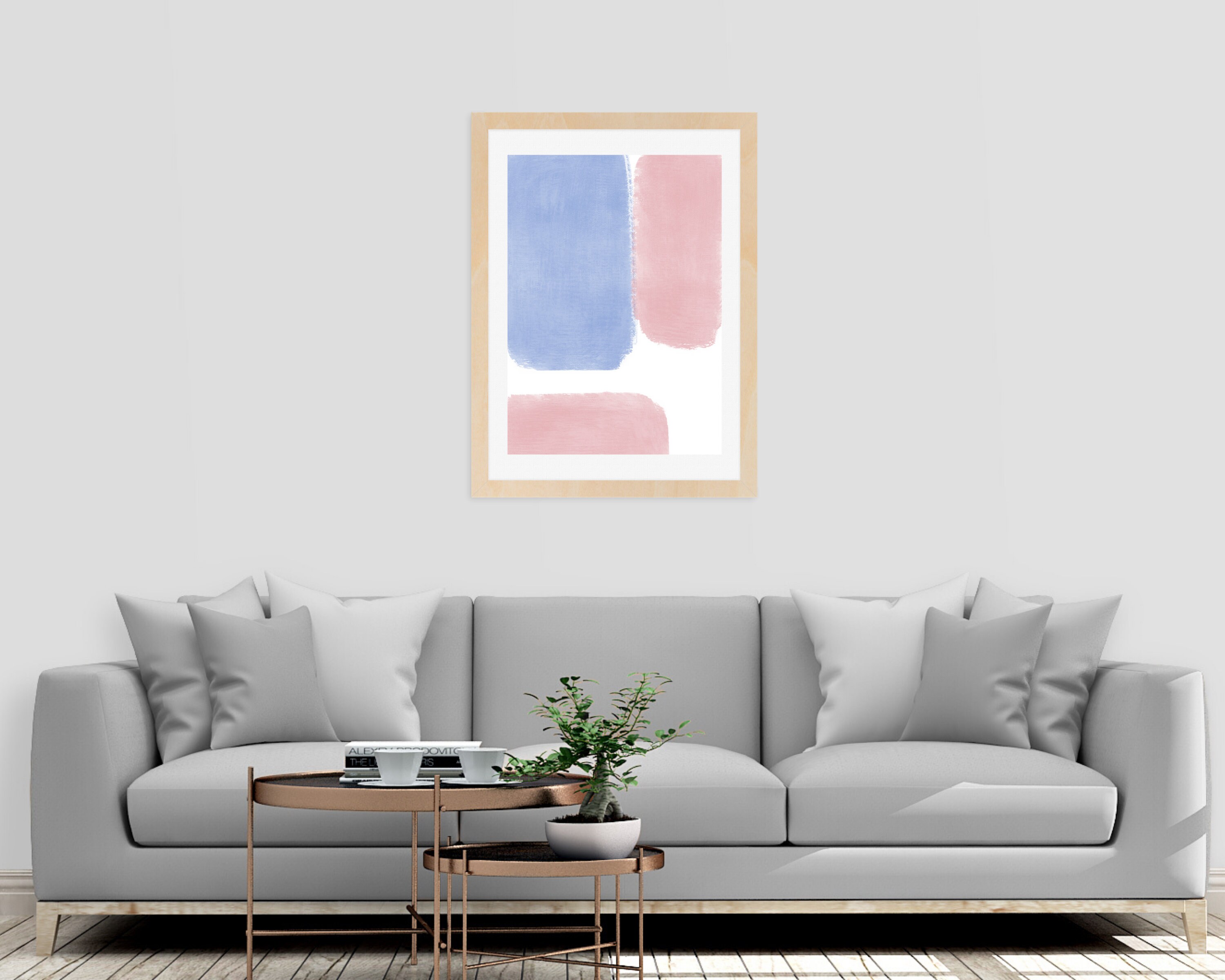 Pastel Pink and Blue Abstract Art Print, Minimalist Home Decor ...