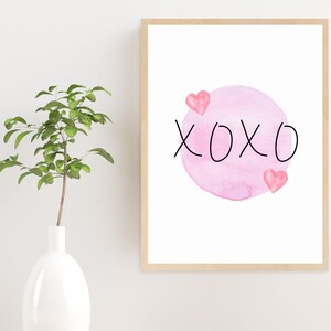 XOXO Art Print, Pink Hearts Wall Art, Valentine's Day Gift Idea, Heart Wall Decor, Instant Digital Download, Art Printable, Pink Decor image 3