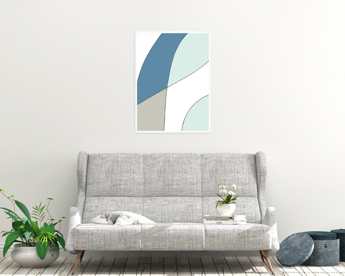 Blue Abstract Art Print Printable Wall Art Shades of Blue - Etsy