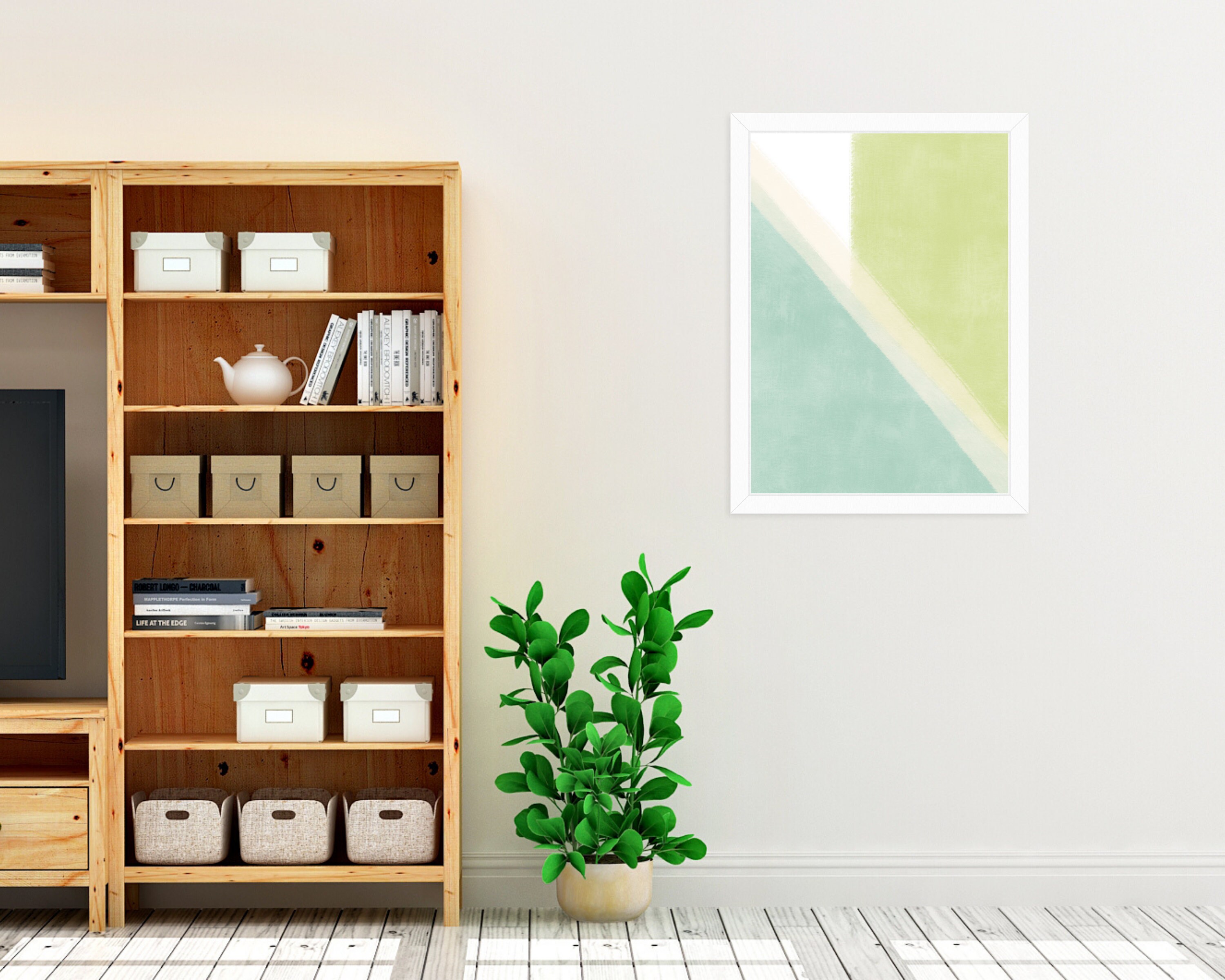 Shades of Green Geometric Art Print, Bright and Unique Wall Art ...