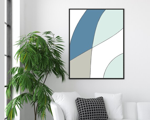 Blue Abstract Art Print Printable Wall Art Shades of Blue | Etsy
