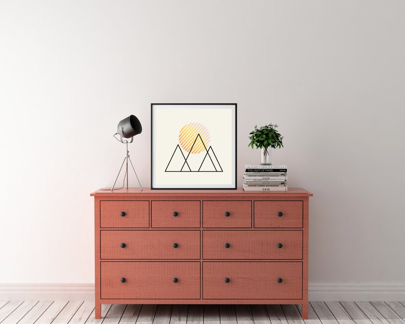 Minimalist Mountain Art Print Scenic Home Decor with Gradient Pattern, Modern Design, Printable Wall Art, Instant Download image 8