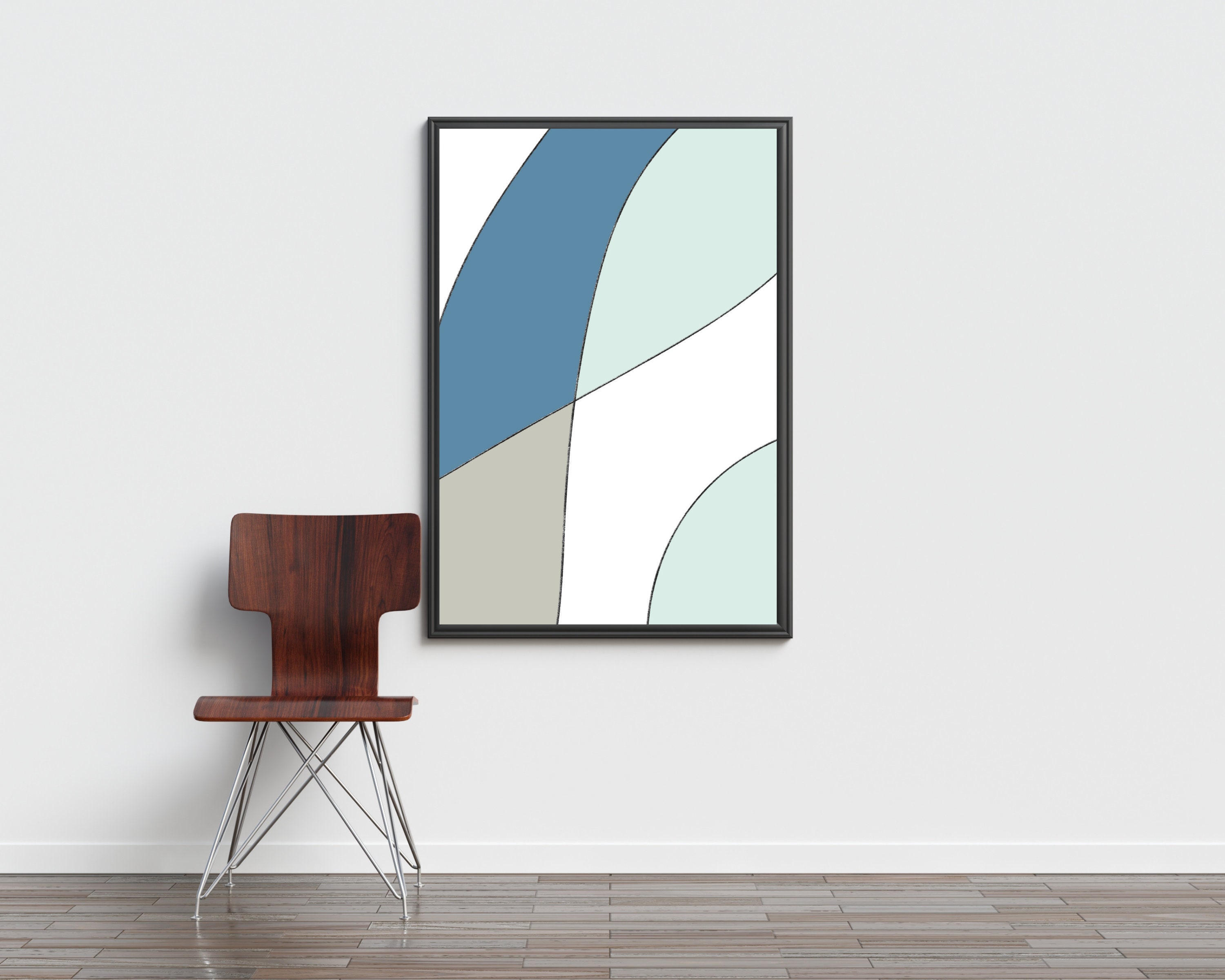 Blue Abstract Art Print Printable Wall Art Shades of Blue - Etsy