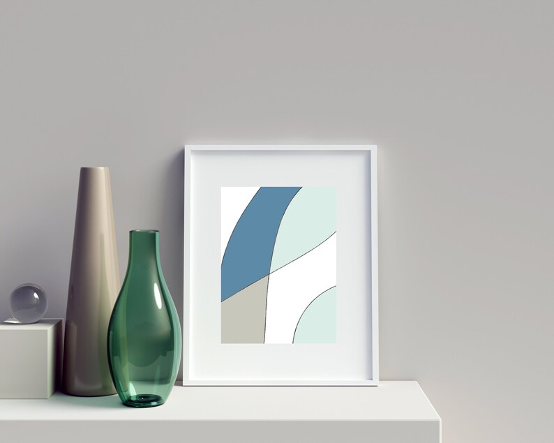 Blue Abstract Art Print Printable Wall Art Shades of Blue Etsy