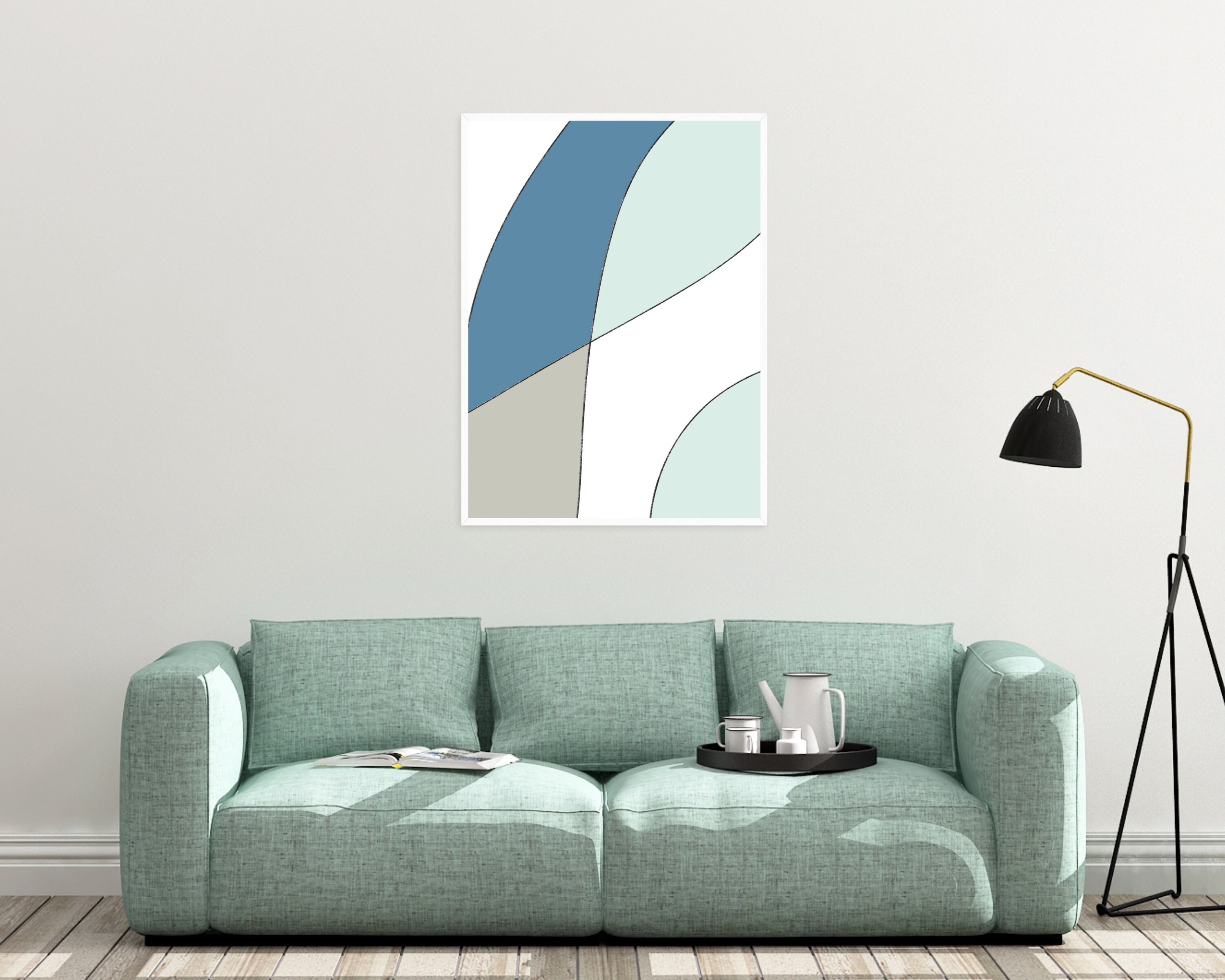 Blue Abstract Art Print Printable Wall Art Shades of Blue - Etsy